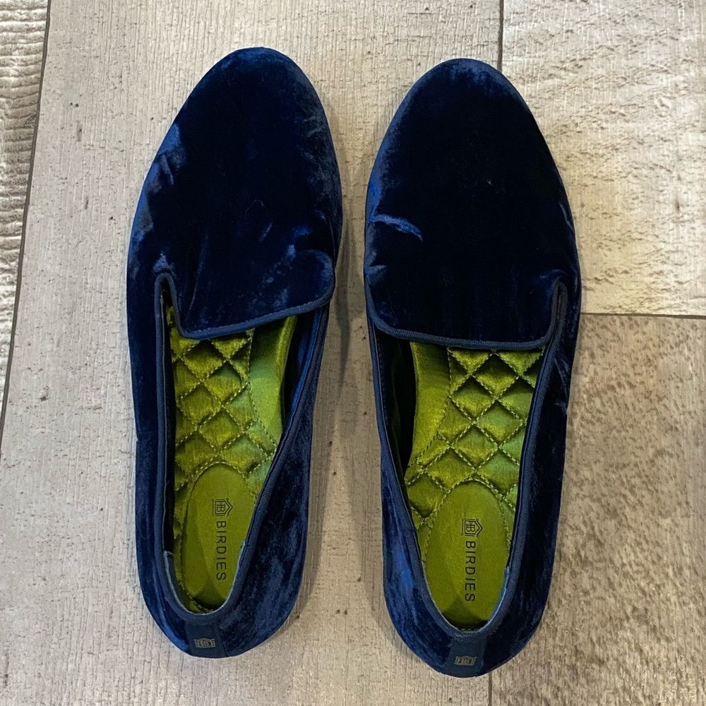 Birdies The Starling Navy Velour Flats